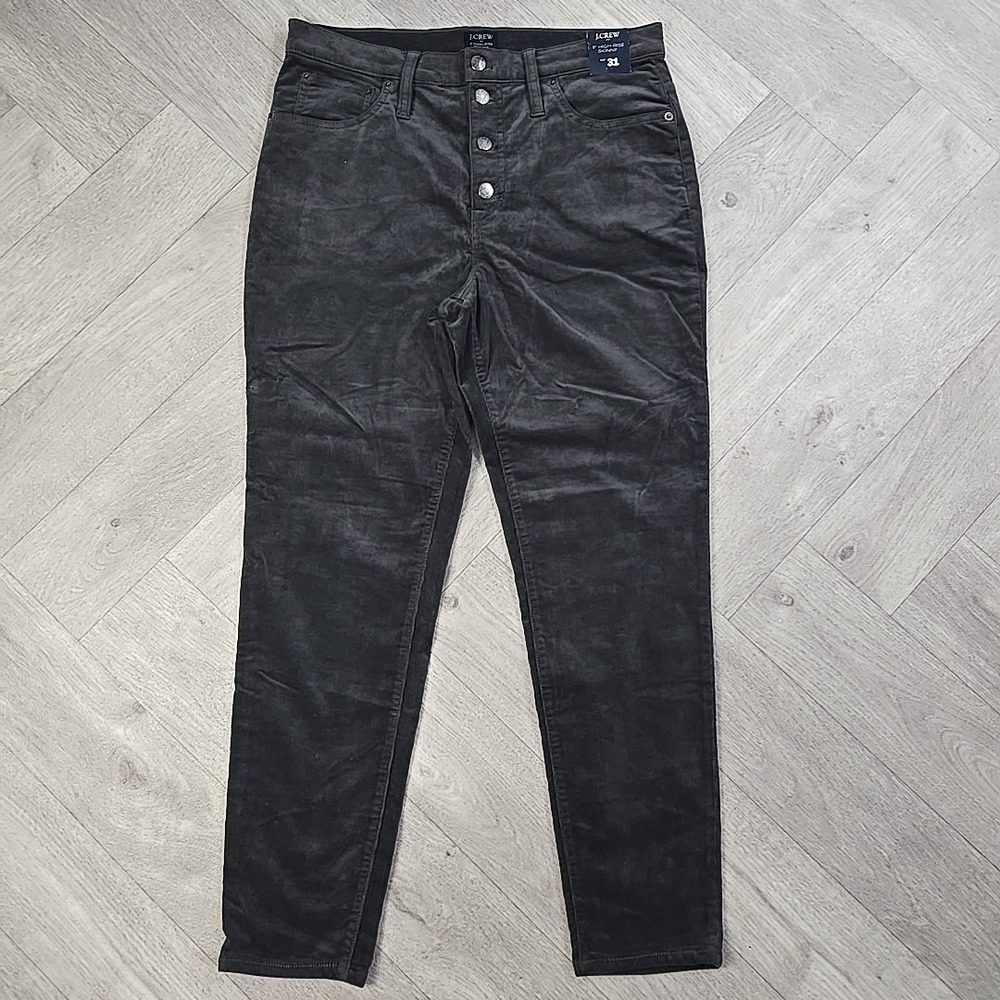 New! J. Crew  Size 31 Pants Charcoal 9" High Rise Skinny Corduroy Button Fly